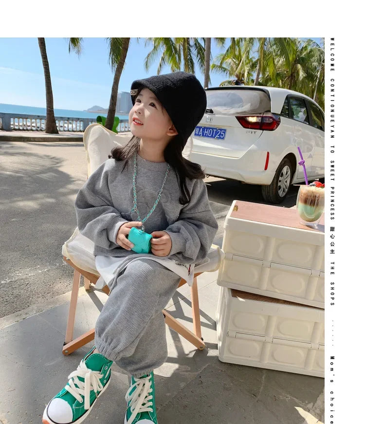 Children's Clothing Sets Letter Print Sweatshirt + Tank Top + Pants 3pcs Baby Girl Clothes for 2 To 7 Years Baby Girl Outfit Set