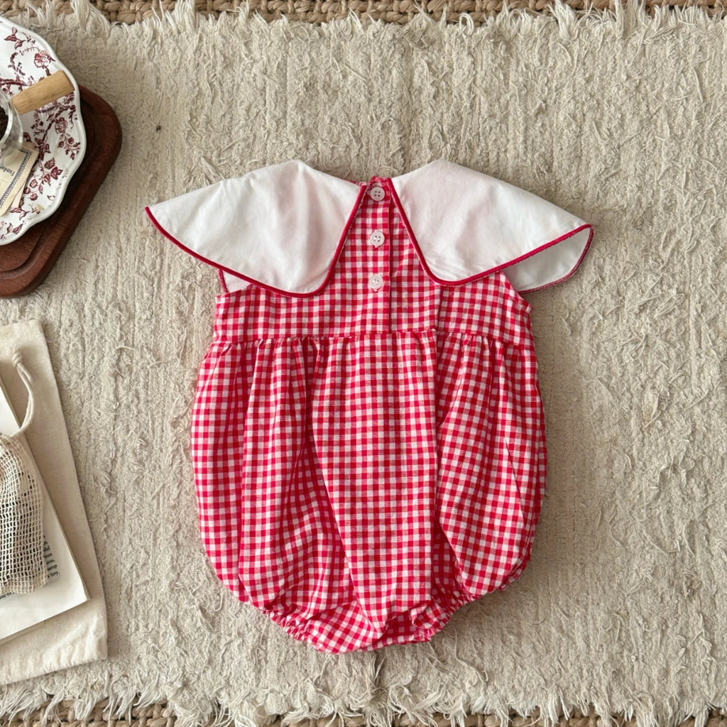 Summer Baby Girls Clothes  Short Sleeve Romper Baby Bodysuit Doll Collar Jumpsuit Outfit Suitable for babies aged 0-18 months
