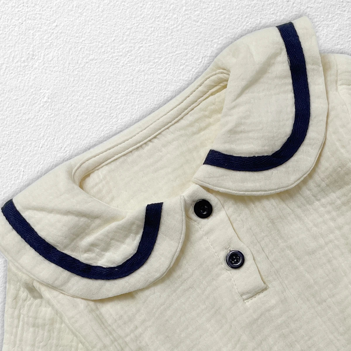 Newborn Baby Girls Boys Autumn Full Sleeve Navy Collar Top Tees Solid Bread Bottoms Infant Kids Pure Cotton Clothing Set 2pcs