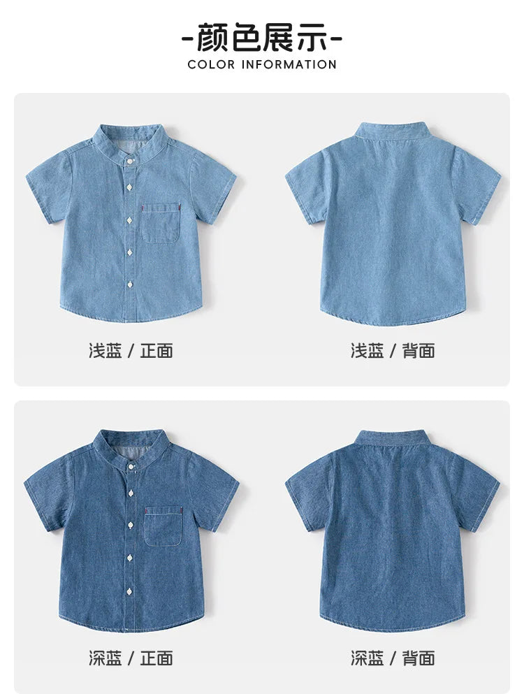 Boys Denim Shirts Fashion Toddler Kids Jeans Tops Children's Clothing Summer