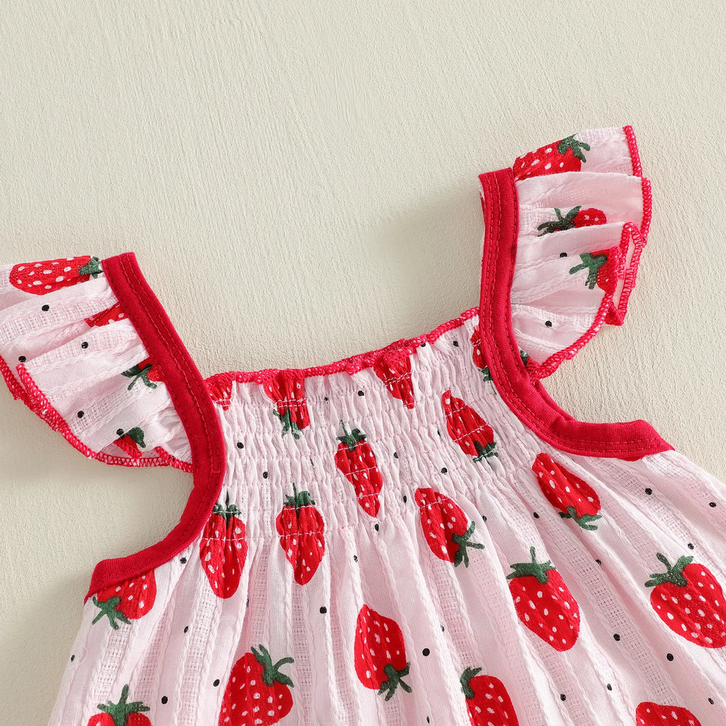 Conjunto de ropa para bebés de verano para niñas, lindo estampado de puntos, camisetas de manga voladora, pantalones cortos, atuendo