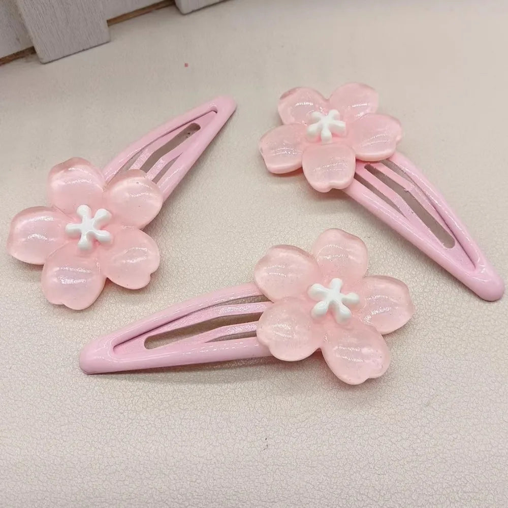 2Pcs/lot Pink Sakura Bobby Pins Hairpin Side Hair Clip Girl Women Cute Creamy Pink Flower Headwear Sweet Hairpins Ornament Gifts