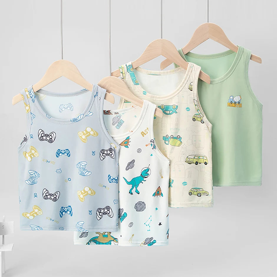 1/3/4 Piezas Chaleco Joker de Color Sólido Delgado para Niños Cuatro Estaciones Camisa de Fondo Suelta y Cómoda para Niño Camiseta Dulce y Encantadora para Niña