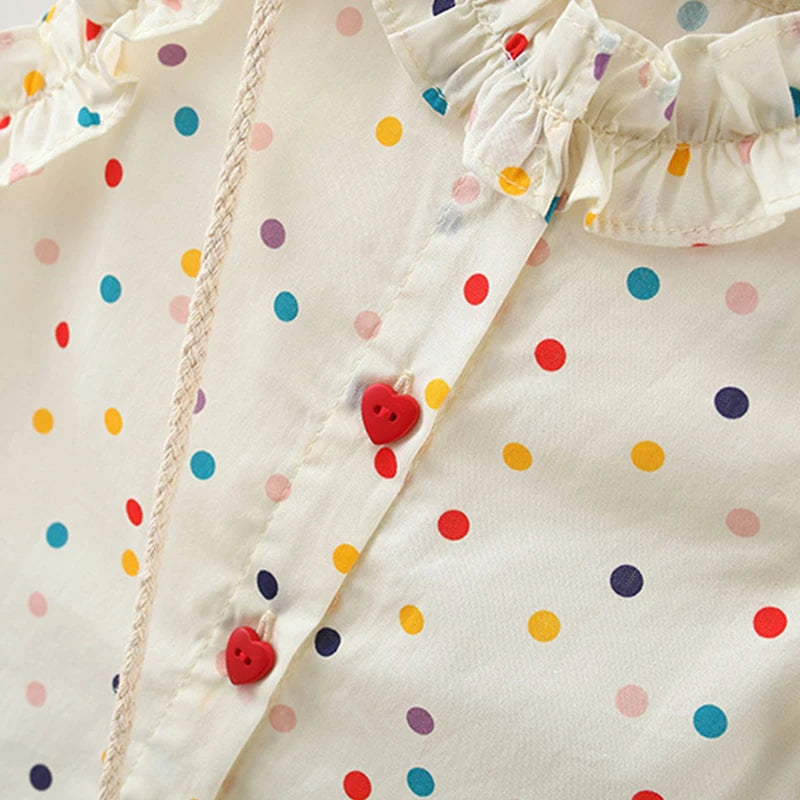 (9 Months -4 Years Old) Summer New Colorful Polka Dot Baby Girl Dress, Countryside Style Children'S Clothing Free Gift Bag