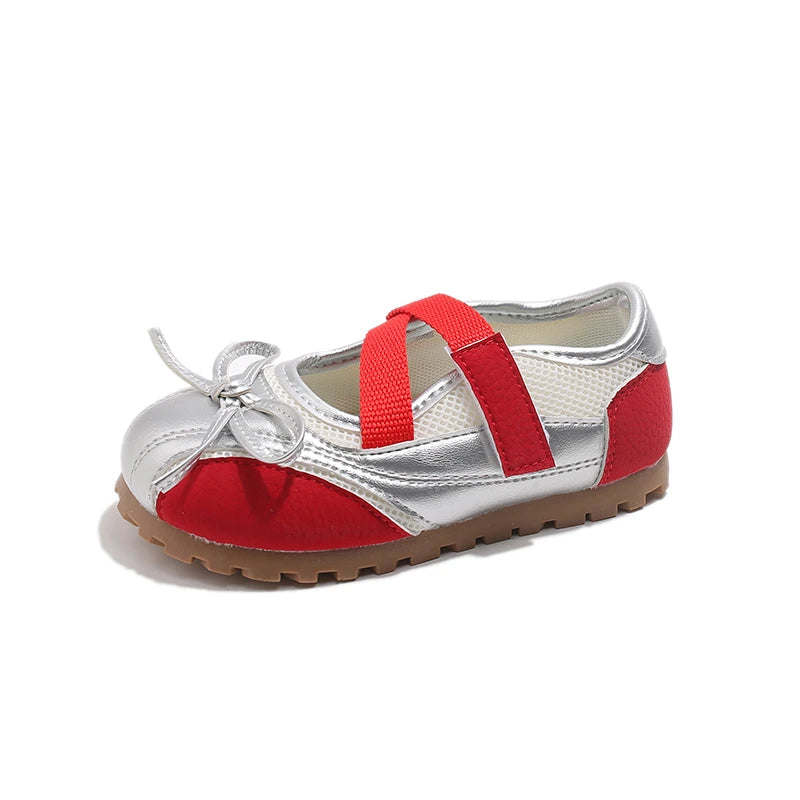 Children's Little Leather Shoes for Girls Elegant Ballet Soft Sole Flexible Bow Anti Slip Toddler Fashion Princess Single Shoes