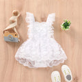 Baby Sommerkleidung Neugeborenes Baby Mädchen Einfarbig Rüschenärmel Spitze Strampler Overall Tutu Kleid Outfits Kleidung 0-24M