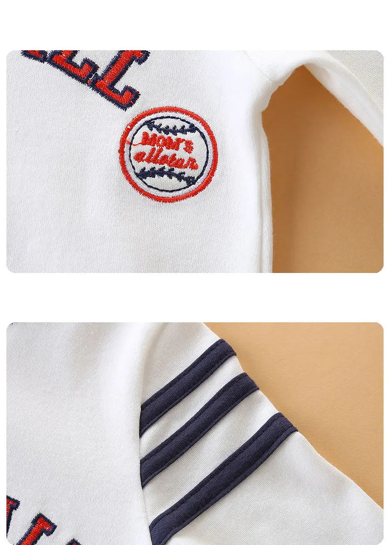 Baby jumpsuit spring & fall pure cotton long-sleeved newborn clothes 0-1 year old baby baseball uniform foot-covering hoodie