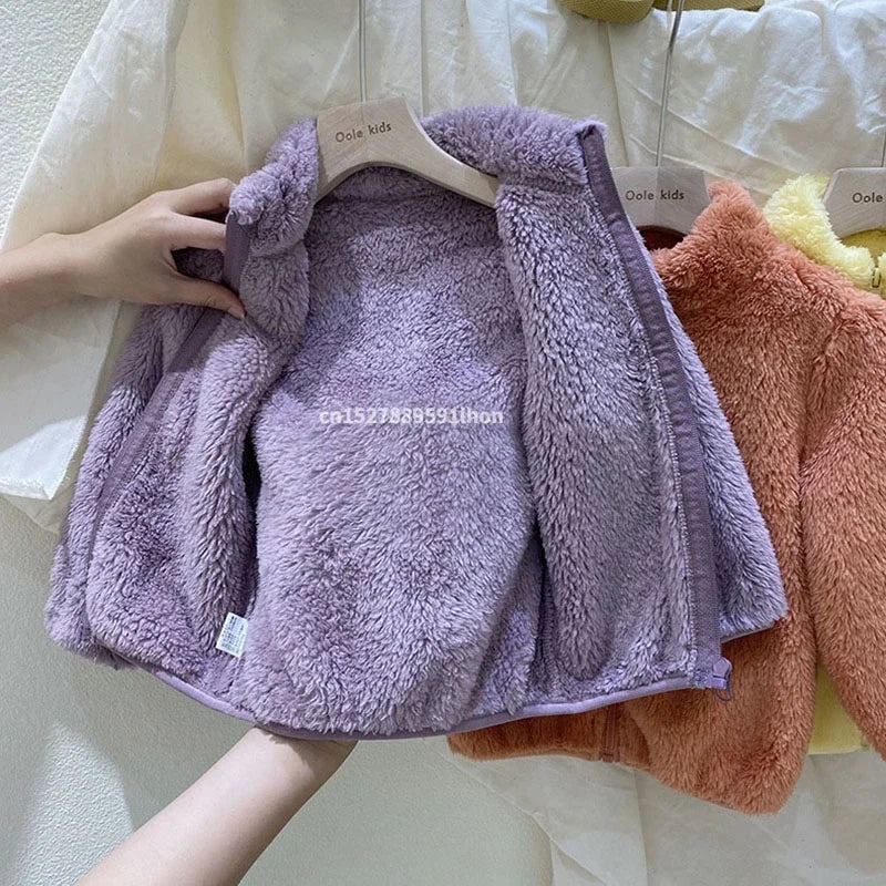 Pink Girls Jacken Herbstmantel Winter Thermofleecejacke für Kinder 1 2 3 4 5 Jahre Kinder Mäntel Warme koreanische Oberbekleidung