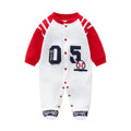 Baby jumpsuit spring & fall pure cotton long-sleeved newborn clothes 0-1 year old baby baseball uniform foot-covering hoodie