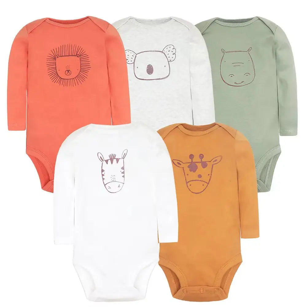 2026 Newborn Baby Girl Clothes Long Sleeve 100% Cotton 5 Pieces/Lot Baby Bodysuits Cartoon Underwear Infant Bebe Clothing 3-24M