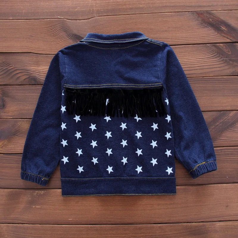 Conjuntos de moda de primavera para niños Ropa para niños 2 piezas conjunto de top y pantalón Abrigo de algodón vaquero + Pantalones vaqueros lisos Conjuntos para bebés niños