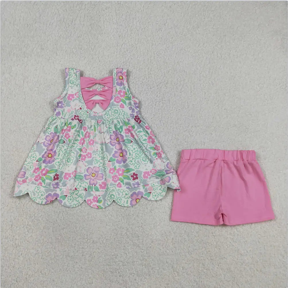 Summer clothing Baby Girls outfits Toddlers Girls wholesale boutique Embroidery Fishes Baby Girls Tunic Shorts Clothes
