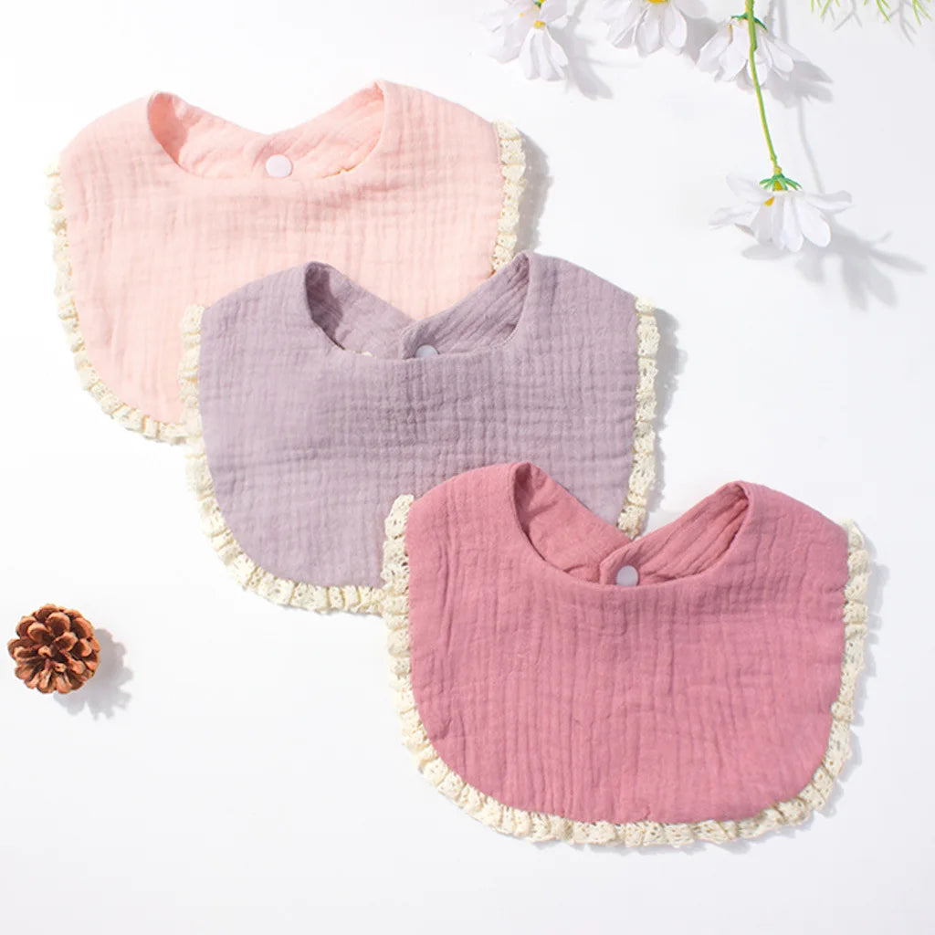 Babero de Doble Capa de Algodón Puro Clase A para Recién Nacido, Tela Absorbente de Gasa para Bebé, Paño para Babear, Accesorio para Fotos, Suave, Cómodo, Unisex 0-3 Meses