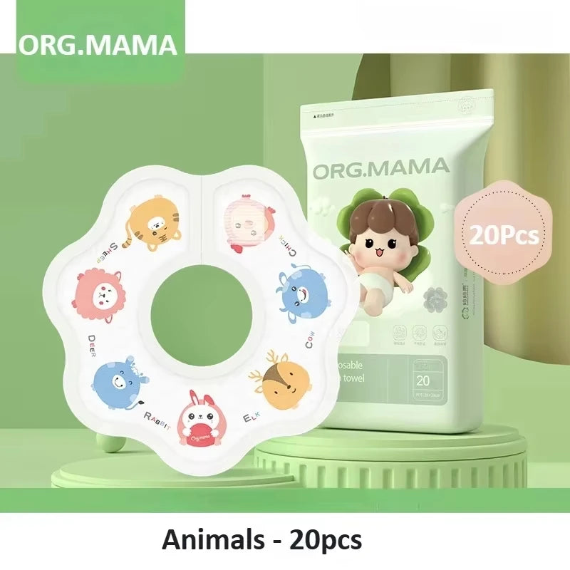 20PCS Disposable Bibs for Babies Toddler Feeding Baby Bibs Soft Absorbent Leakproof Individually Packaged for Travelling Outdoor