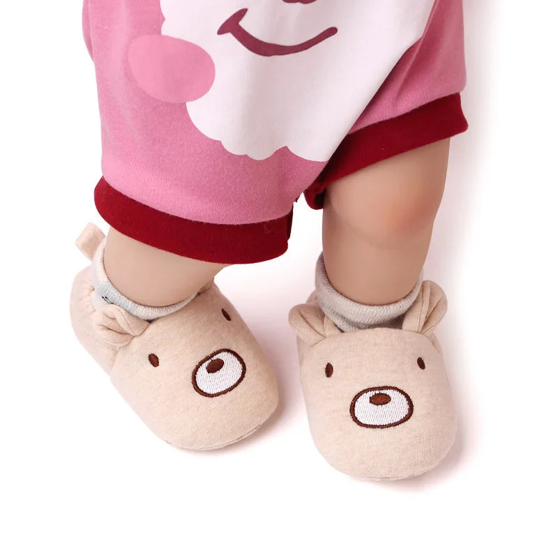 Newborn Baby Shoes Boys Girls Soft Sole Non Skid Crib Toddler Shoe Cute Animal Winter Warm Booties First Walker Crib Shoes 0-18M