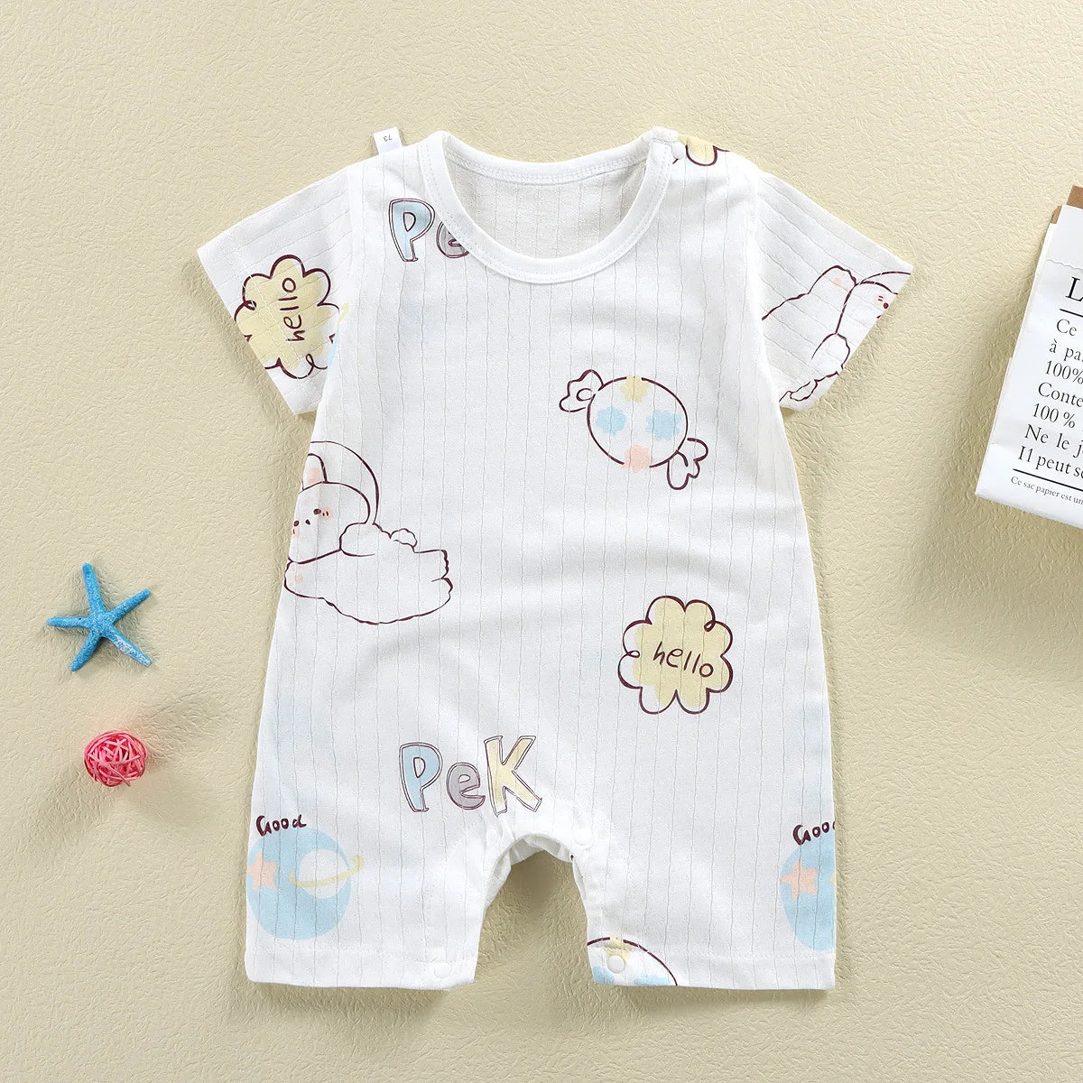 2025 Climbing Clothes Pure Cotton Summer New Version Of Male Baby Thin Female Short Sleeved Children Onesies Kids Clothes