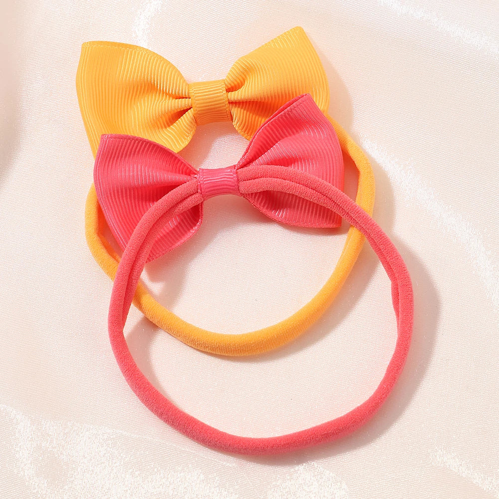 5Pcs/Set Elastic Baby Headband Solid Corduroy Ribbon Bow Headscarf Hairband Newborn Cute Knitted Headband Babe Hair Accessories