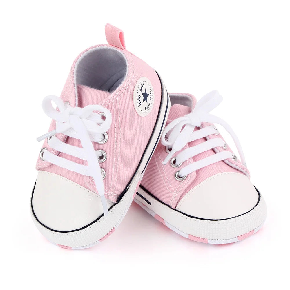 Spring New Baby Shoes Boy and Girl Classic Canvas Casual Sneakers Soft Sole Non-Slip Walking Newborn Toddler Shoes First Walkers