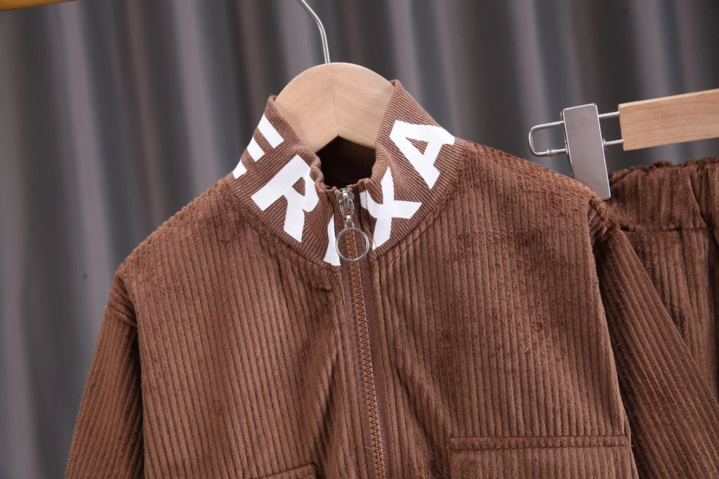 Conjunto de ropa para bebés y niñas pequeñas, primavera, otoño, pana, dibujos animados, conjuntos de ropa para niños, chaquetas con capucha y pantalones, traje para niños de 0 a 5 años