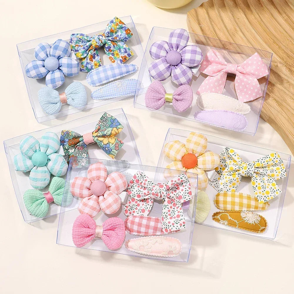 Juego de 5 pinzas para el pelo de niña, diseño floral, lazo de conejo, princesa, para niña pequeña, horquilla lateral, accesorios para el pelo.