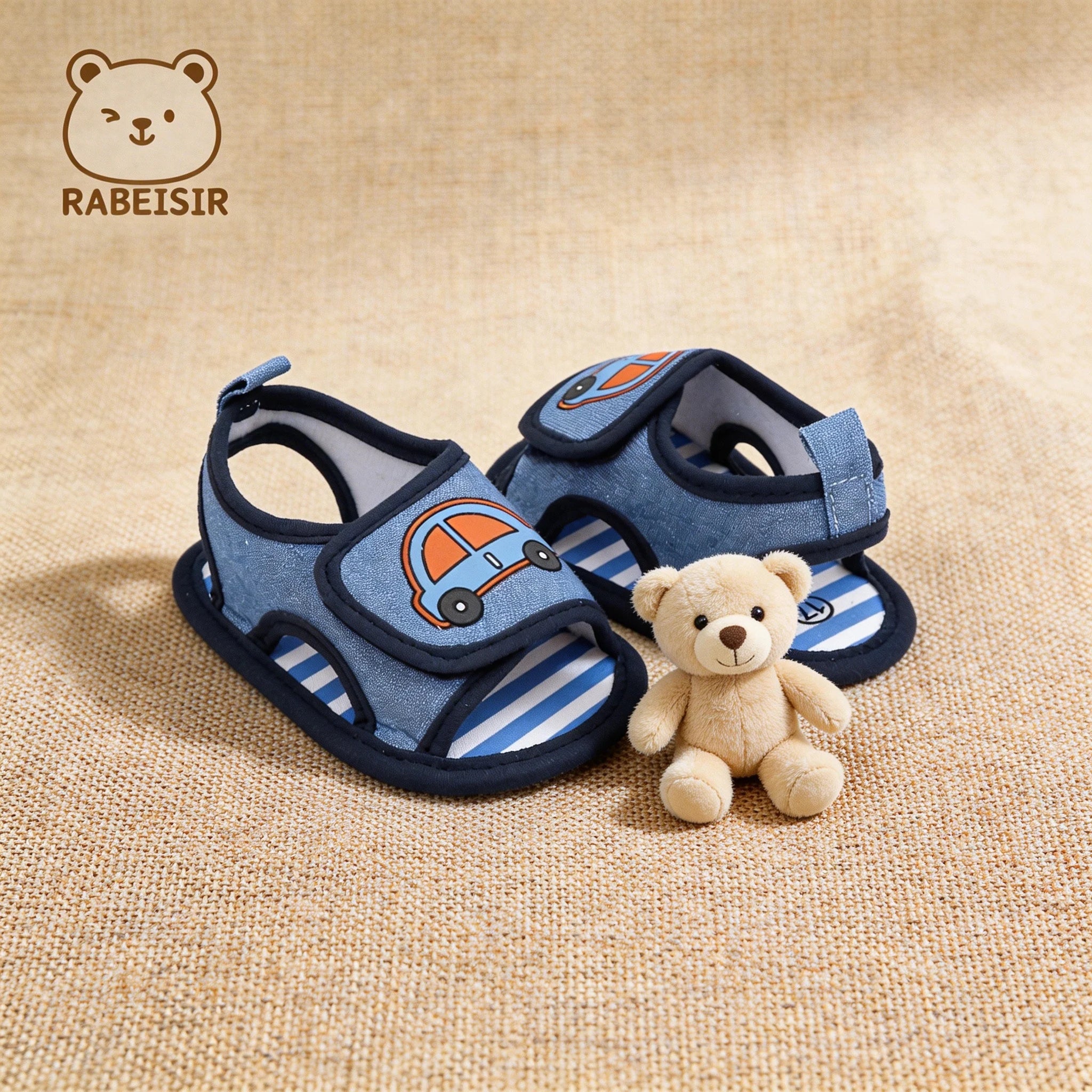 Baby toddler sandals, car soft-soled step shoes, breathable and non-slip, suitable for daily & vacation wear, spring and summer