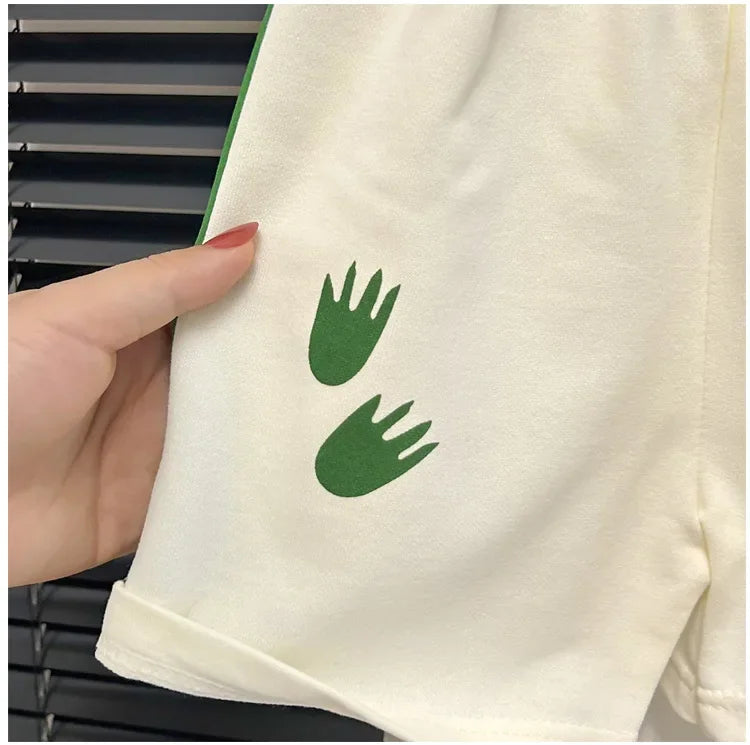 2024 Neues Kinder Kurzarm-Anzug Gestreifte Mädchen Jungen Set Sommer Oberteile + Kurze Babykleidung Kinderbekleidung