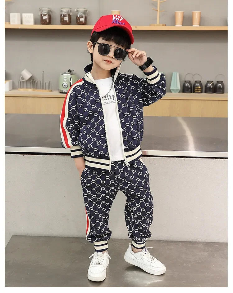 Conjuntos de ropa para niños primavera otoño moda infantil abrigos de algodón+pantalones 2 piezas chándales para bebés niños trajes deportivos niños pequeños 2-12