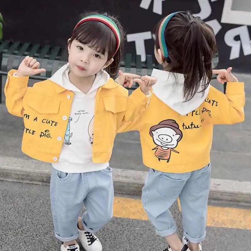 Conjunto de ropa para bebés y niñas pequeñas, primavera, otoño, pana, dibujos animados, conjuntos de ropa para niños, chaquetas con capucha y pantalones, traje para niños de 0 a 5 años