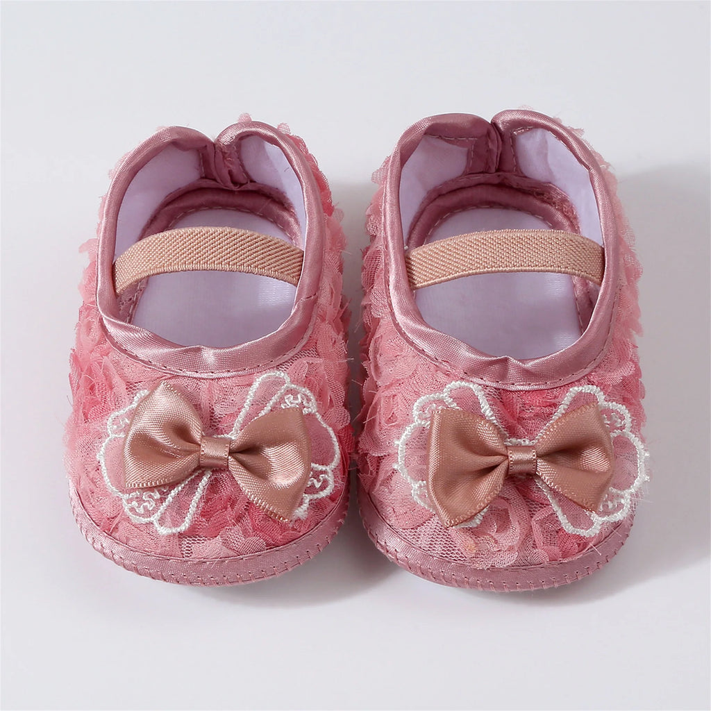 0-12months Baby Girls Shoes Soft First Walking Shoes  for infant girls Lace Bow Decorated Princess Shoes
