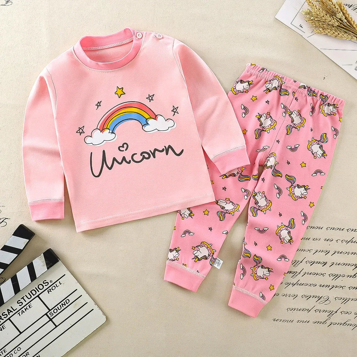 New 2024 Kids Boys Girls Pajama Sets Cartoon Long Sleeve T-Shirt Tops with Pants Toddler Baby Spring Autumn Sleeping Clothes