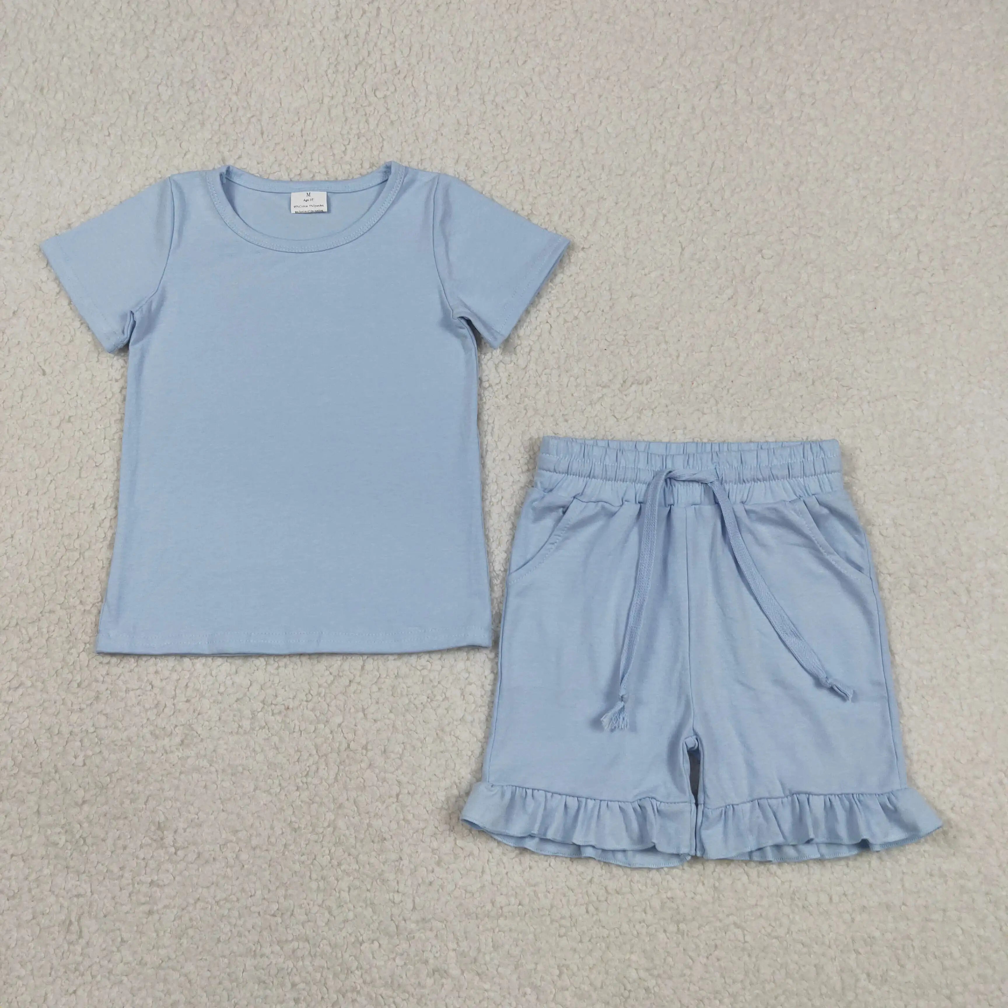 Summer clothing Baby Girls outfits Toddlers Girls wholesale boutique Embroidery Fishes Baby Girls Tunic Shorts Clothes