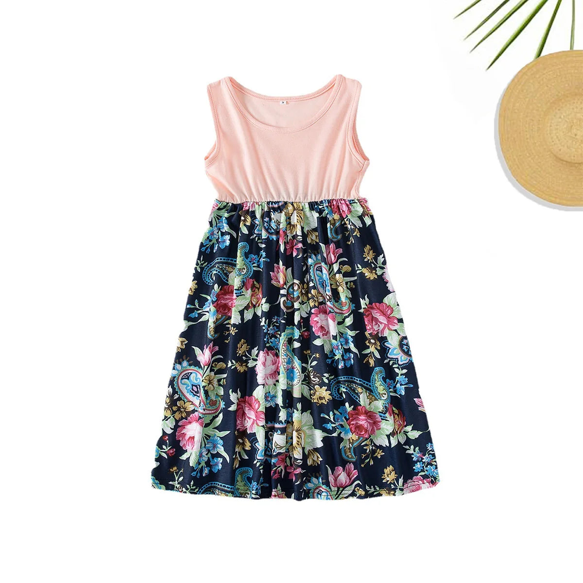 New Mother Daughter Summer Dresses Sleeveless Flower Patchwork Sundress Mom Mommy and Me Maxi Dress Family Matching Outfits