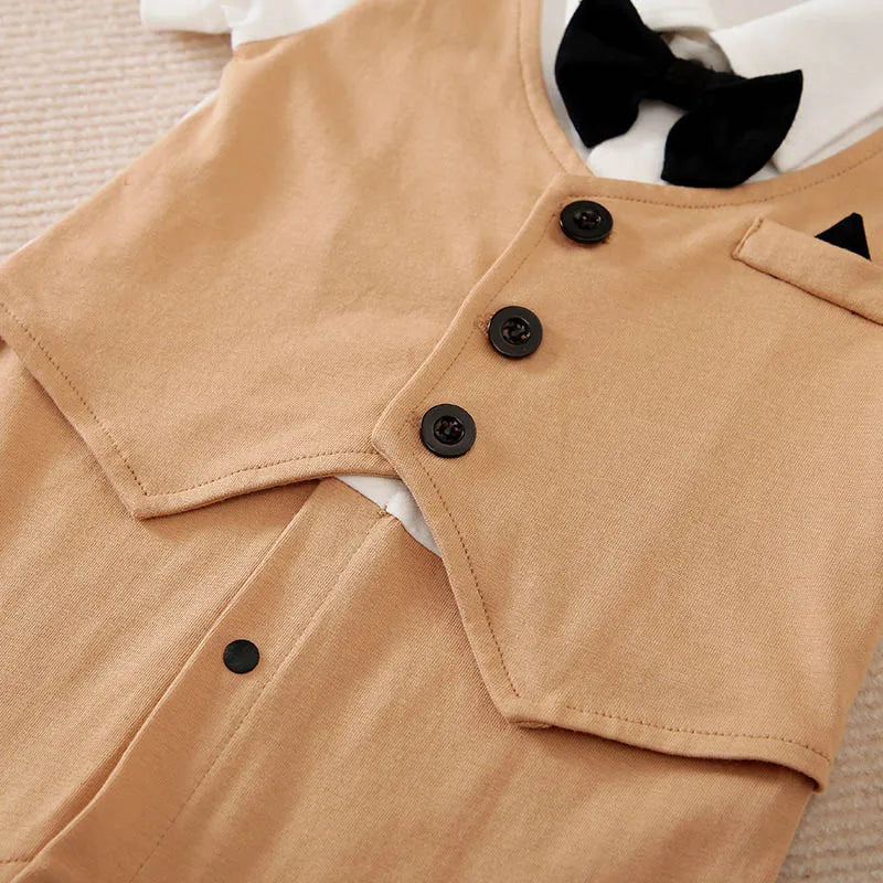 0-18 Baby-Bodysuit Gentleman Style Elegant Formell Baumwolle Bequem Weich Jungen Und Mädchen Sommer Kurzarm Neugeborenenkleidung