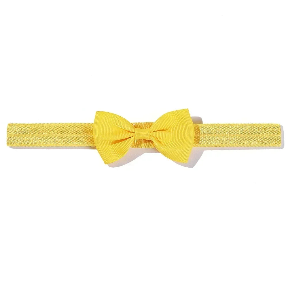 1pcs Baby Bows Head Band Elastic Ribbon Hair Band Infant Headwear Solid Color Headband Babe Casual Head Accessories Wholesale