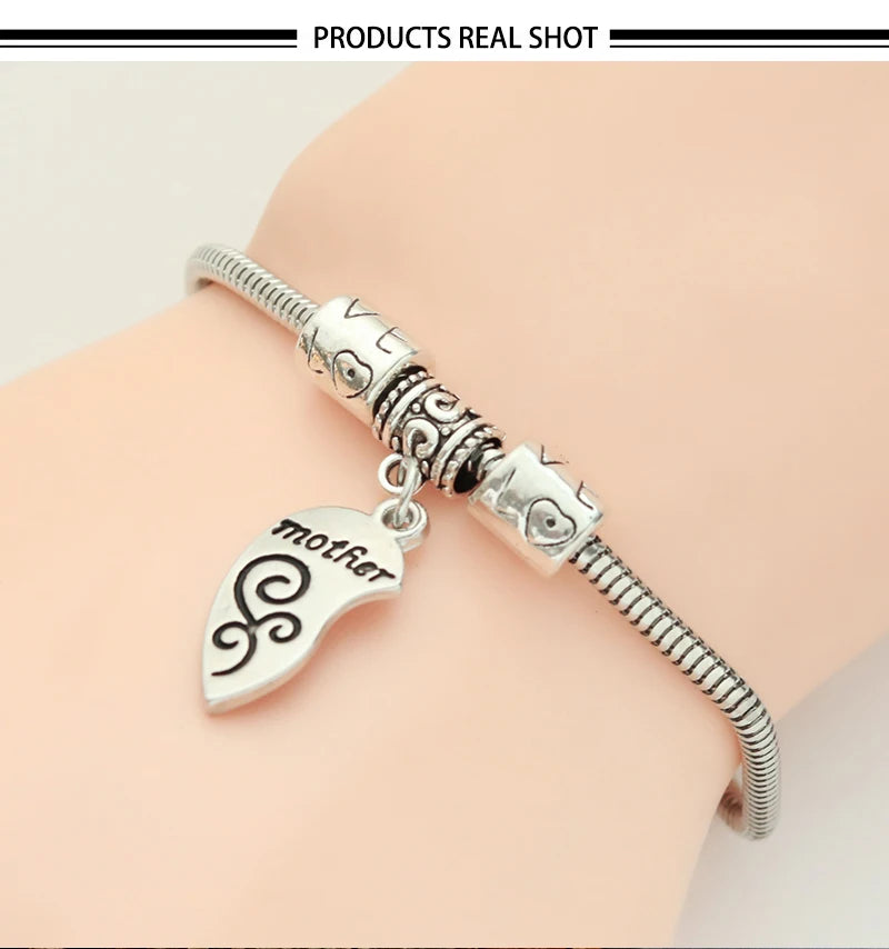 Mother and Daughter Charms Bracelet Femme Puzzle Heart Chain Bracelets for Women Girls Family Jewelry For Mother's Day Gifts