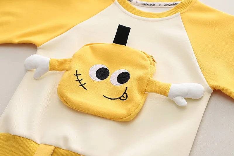 Baby Jungen Kleidung Set Frühling Herbst Sportanzüge für Kinder Cartoon 3D Tasche Sweatshirts Hosen 2tlg. Trainingsanzüge für Jungen Outfits