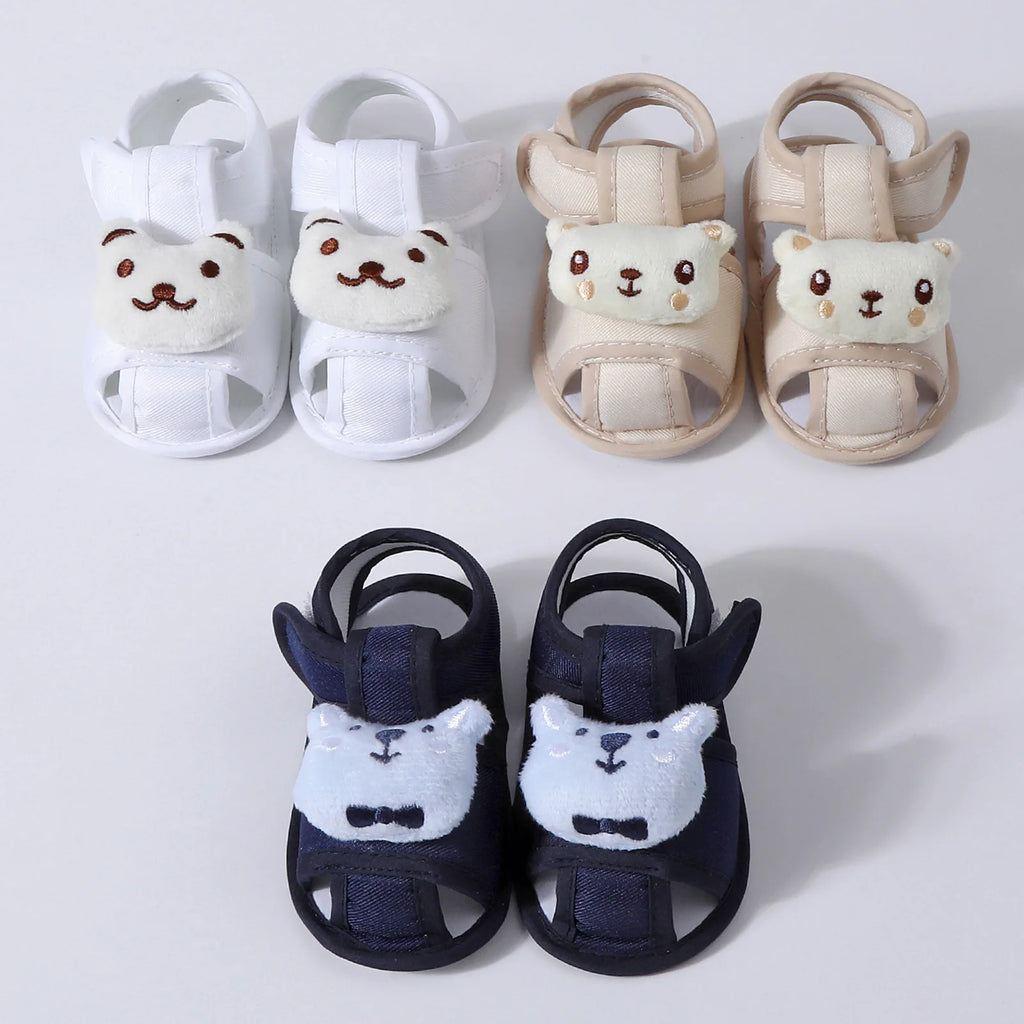 Summer New Toddler Sandals Cute Cartoon Bear Newborn Prewalker Cotton Sandal Soft Baby Girl Non-slip Sole Infant First Walkers