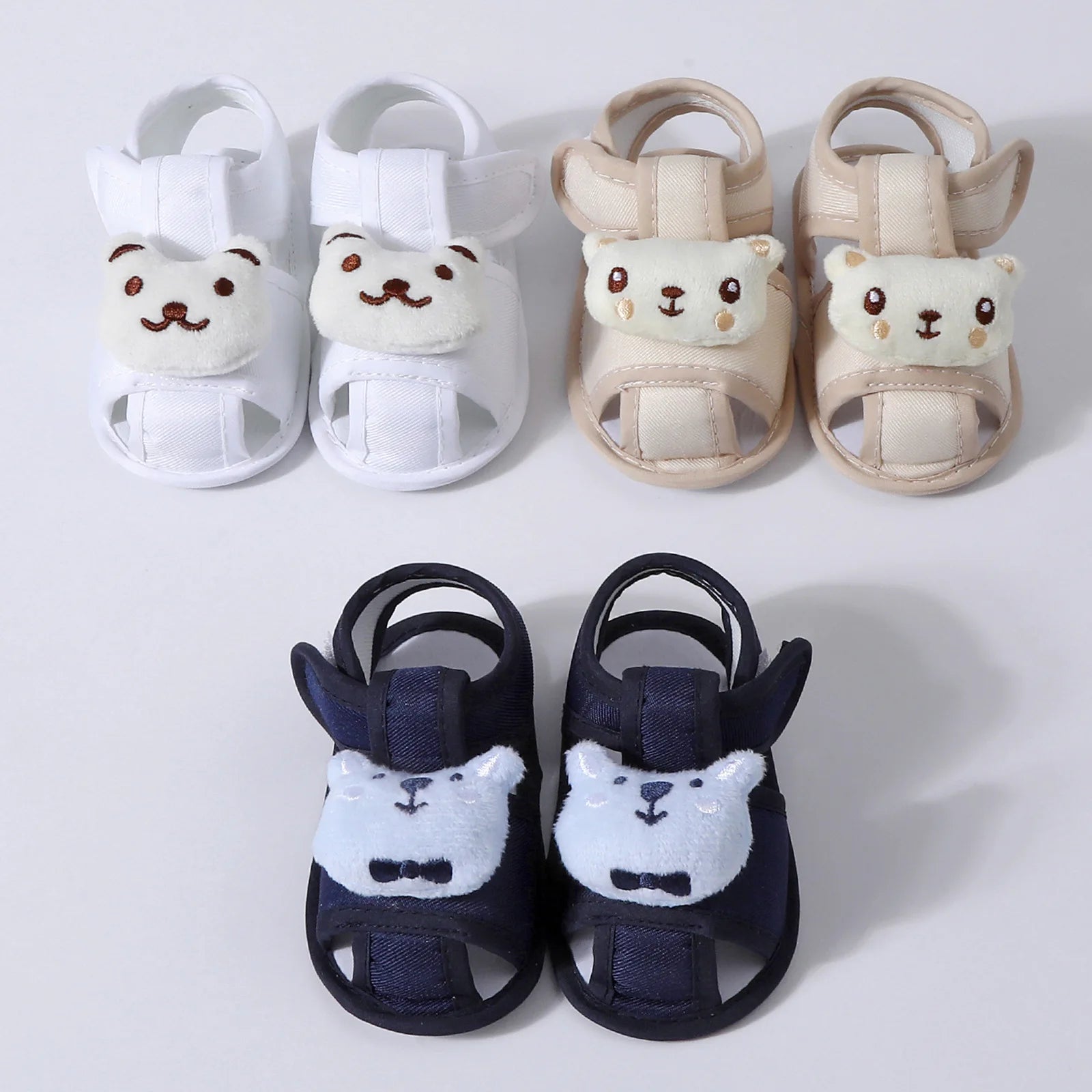 Summer New Toddler Sandals Cute Cartoon Bear Newborn Prewalker Cotton Sandal Soft Baby Girl Non-slip Sole Infant First Walkers
