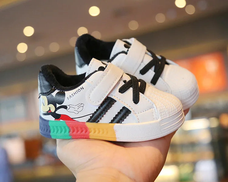 Mickey Minnie Zapatos casuales para niños niñas Zapatillas deportivas transpirables y suaves para bebés Calzado deportivo al aire libre para niños pequeños Primavera