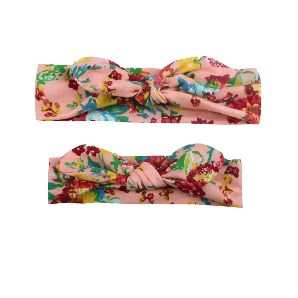 2pcs Parent-Child Headwear Mom Daughter Matching Hairband Set Turban Baby Girls Twist Knot Headbands Family  Accessories