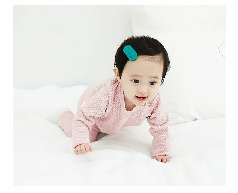 Autumn Winter Baby Girls Solid Clothing Newborn Baby Boys Clothes Suit Infant Sweater Pajamas Set Kids Warm 0 to 3 Years Old