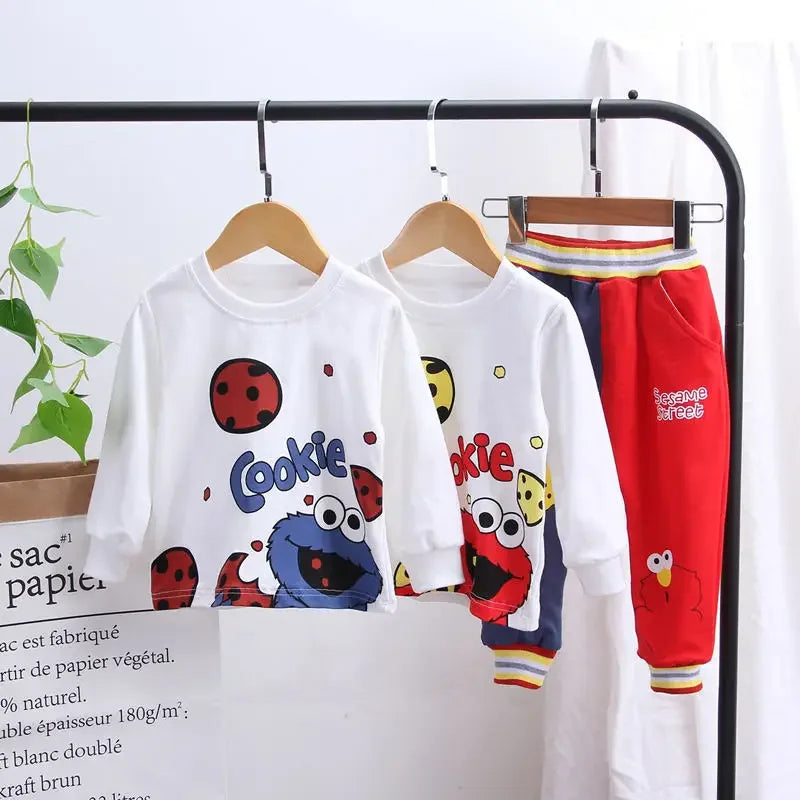 Conjuntos de ropa nuevos para niños, primavera otoño, chándales de dibujos animados para niños, trajes para niños, camiseta de manga larga + conjunto de pantalones de 0 a 5 años