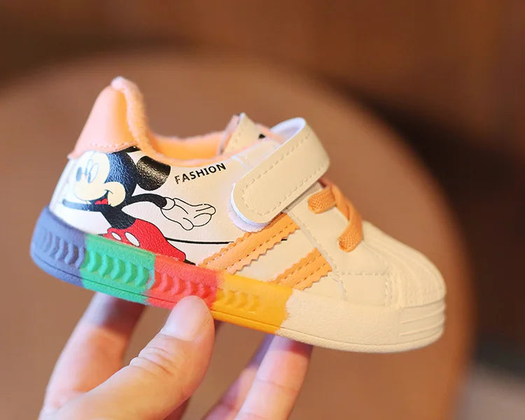Mickey Minnie Zapatos casuales para niños niñas Zapatillas deportivas transpirables y suaves para bebés Calzado deportivo al aire libre para niños pequeños Primavera