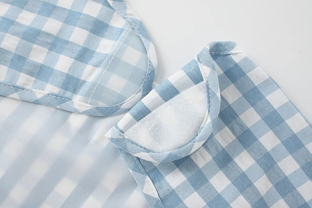 Peto de comida de verano para bebés, petos impermeables para niños y niñas, ropa de niños, delantal sin necesidad de lavar, petos de algodón a cuadros sin mangas