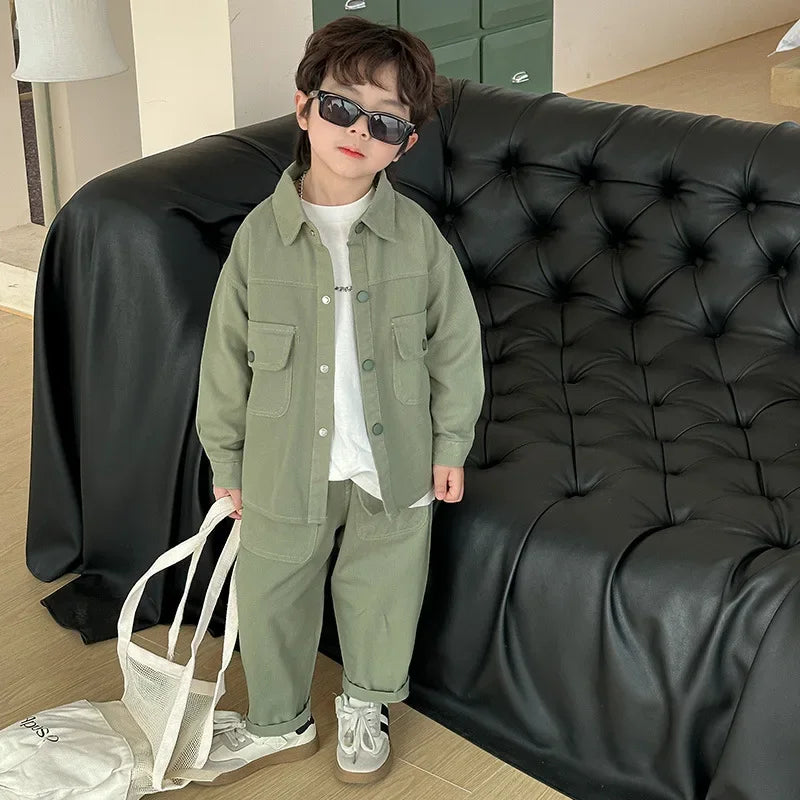 Boys' suit 2025 autumn new fashionable top pants sports casual workwear  children's clothing jacket