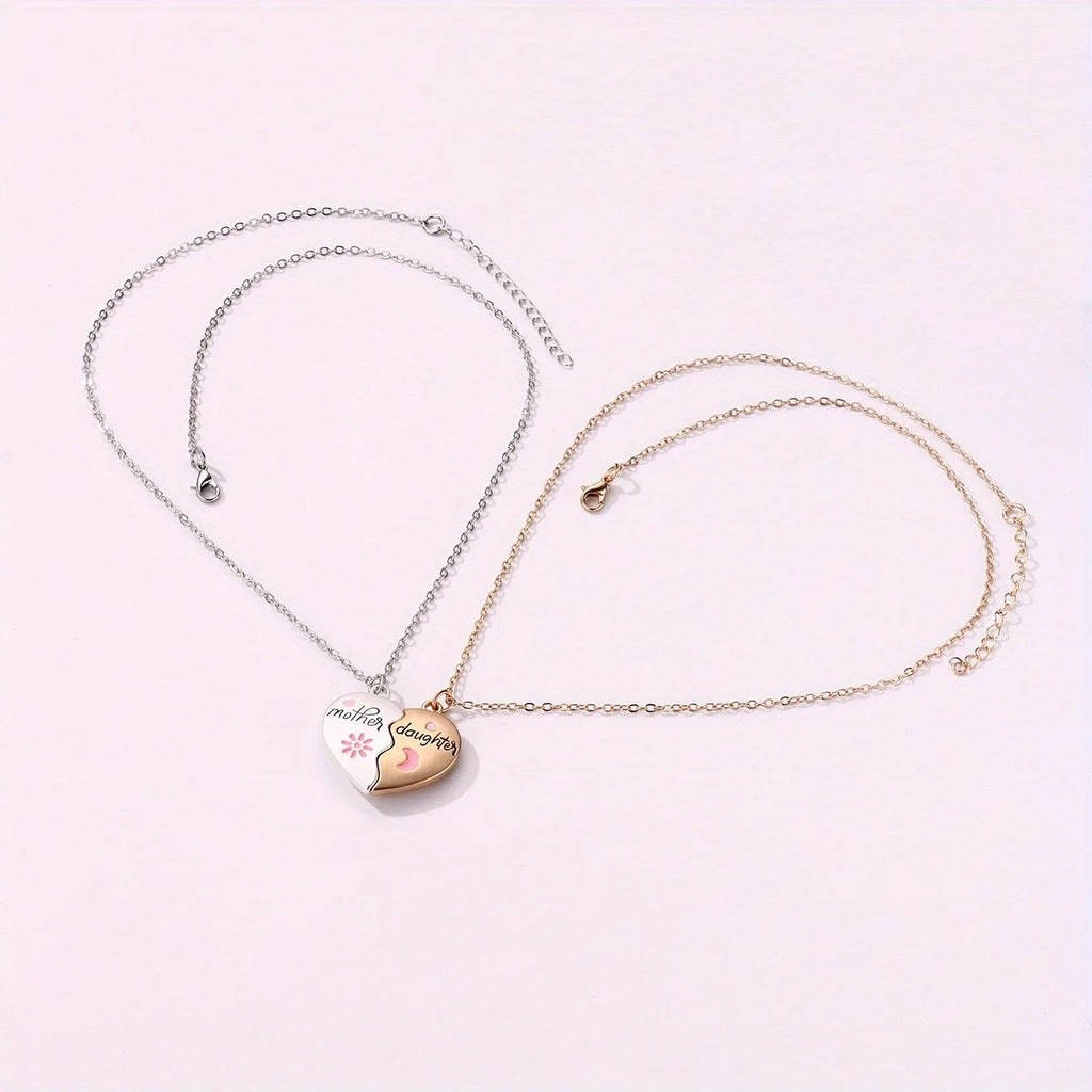Mom Daughter Pendant Necklace Women's Stainless Steel Choker Necklace Stylish Family Jewelry Mother's Day Gift For Mom