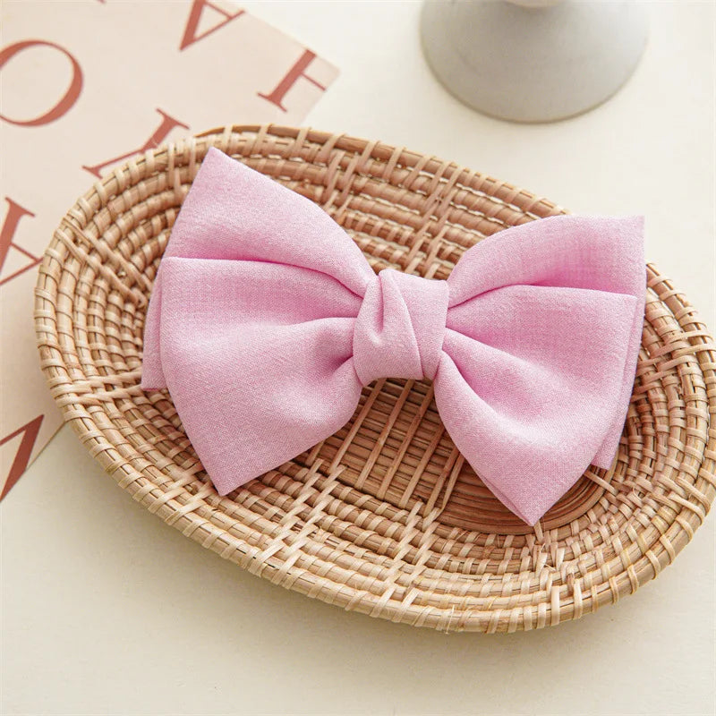 Children Bow Hair Clips Baby Girls Sweet Princess Hairpin Solid Color Spring Hairpin Fabric Barrettes Kids Hair Accessories