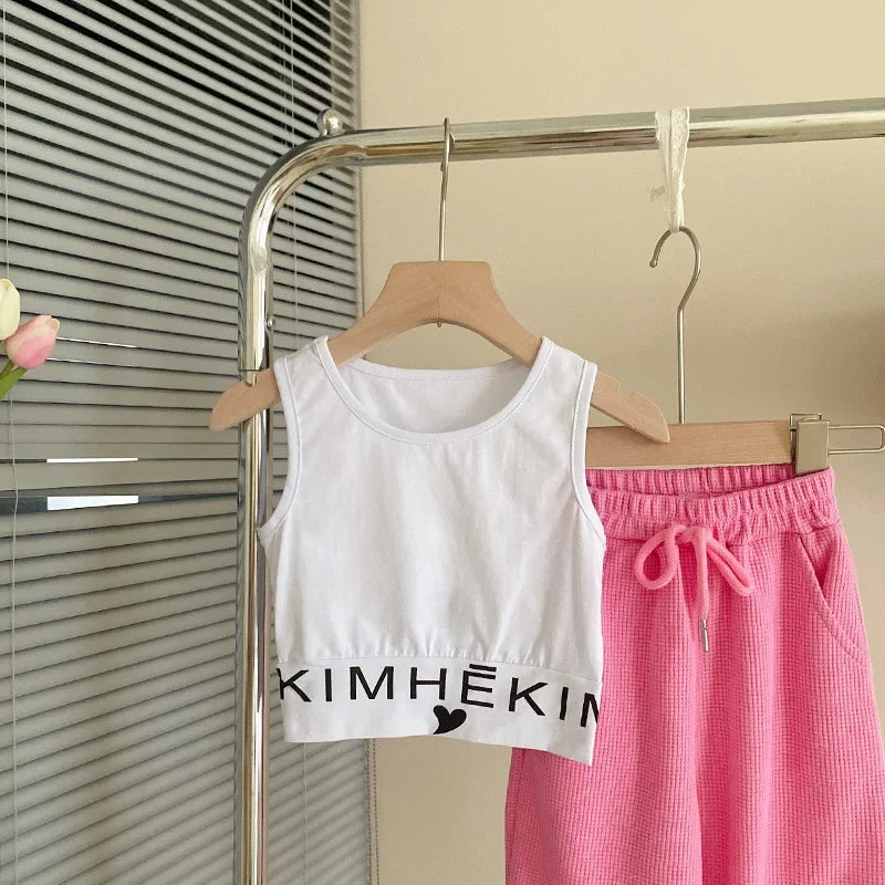 Children's Clothing Sets Letter Print Sweatshirt + Tank Top + Pants 3pcs Baby Girl Clothes for 2 To 7 Years Baby Girl Outfit Set