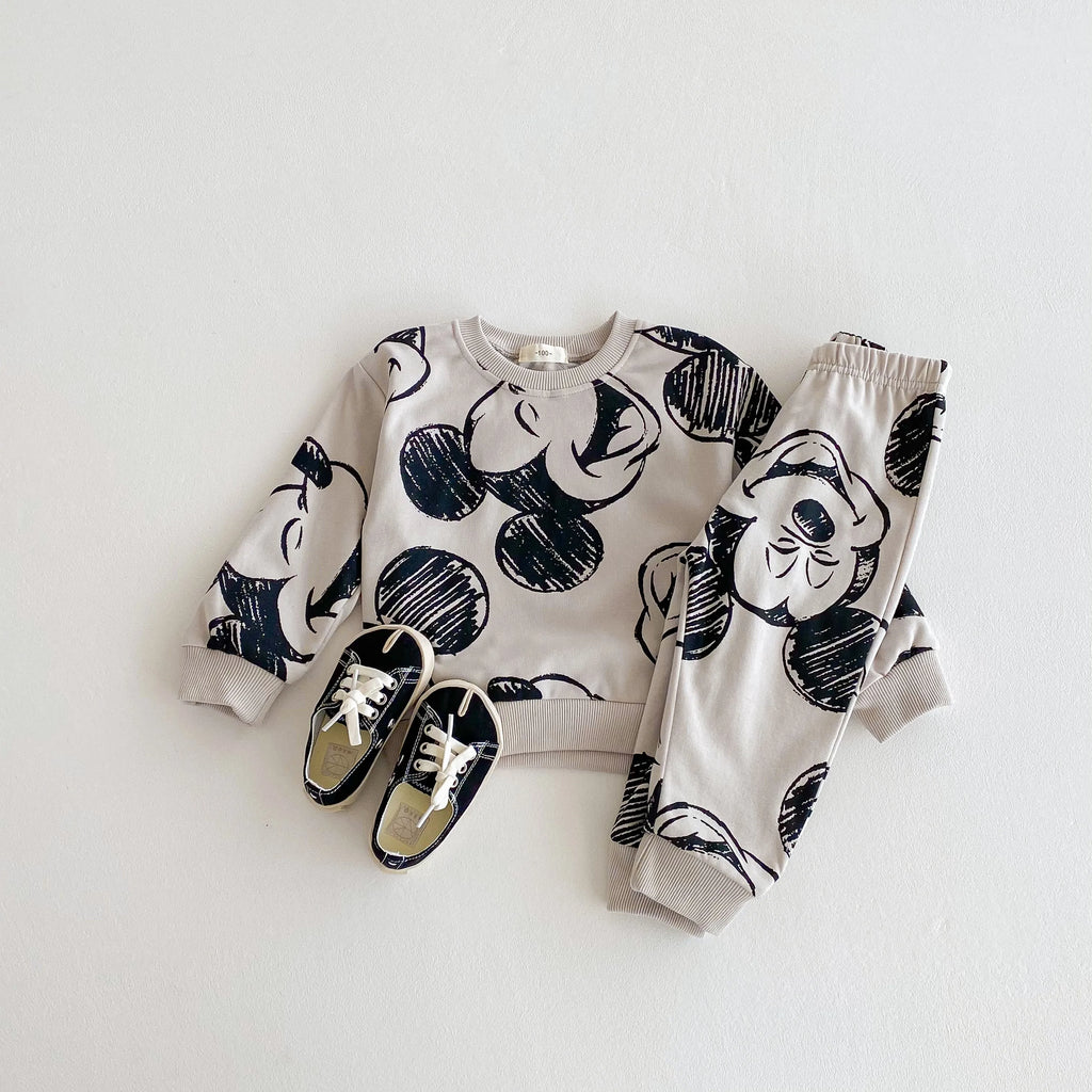 Minnie de Dibujos Animados Bebé Niña Lindo Traje de Manga Larga Holgado de Moda Chándales de Niños Ropa para Niños Pequeños Sudadera + Pantalones 2 piezas/conjunto