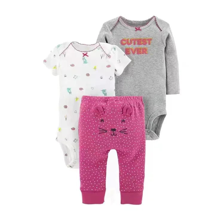 2025 Baby Mädchen Kleidung Herbst Frühling Neugeborenen Outfit Baumwoll-Body Oberteil und Hose Set Kinder Kleinkind Kleidung 6-24M